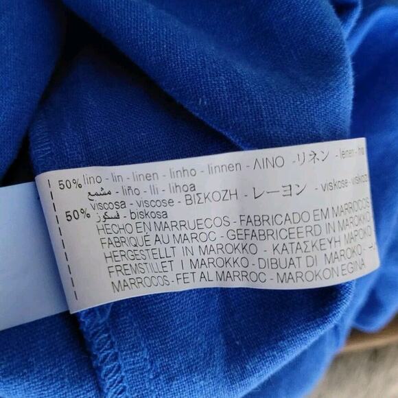 Zara Dress Womens XS Blue Cobalt Linen .Long Midi Tiered Boho Ruffles - Picture 7 of 7